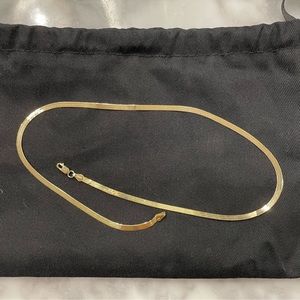 14K Solid Yellow Gold 3mm Herringbone Chain 16”